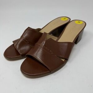 Nine West Shoes‎ Womens Size 9 Andre 3 Medium Brown Sandal Block Heel Open Toe